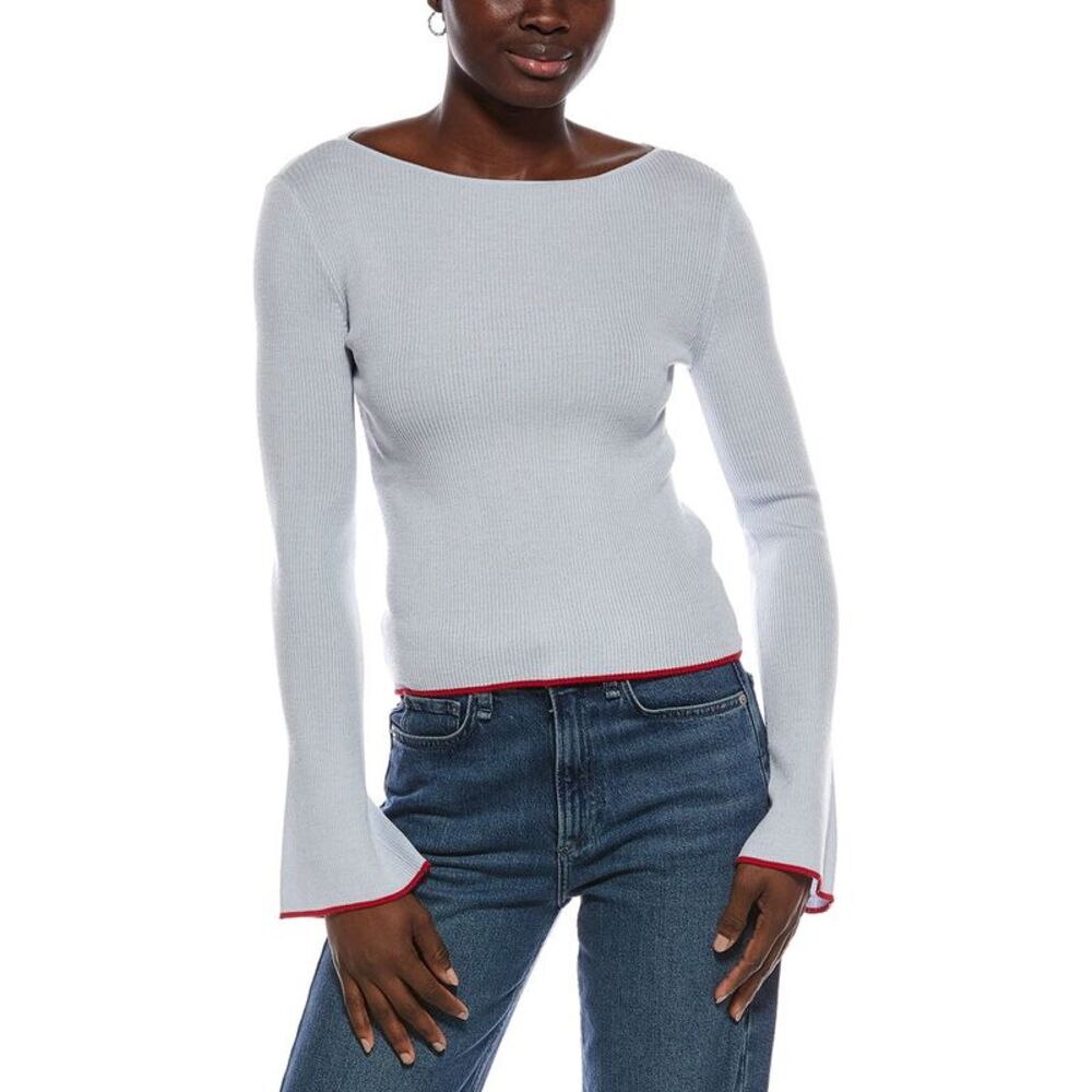 Madewell Womens  Elory Merino Wool & Silk-Blend Femme Sleeve Top